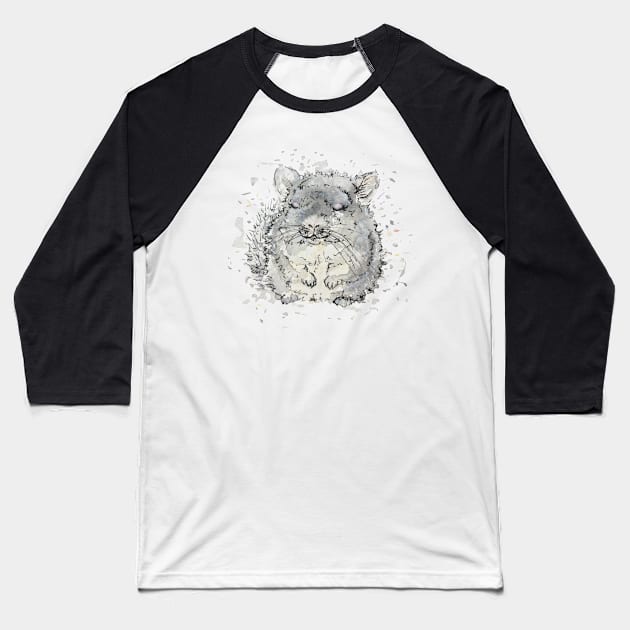 Chinchilla - Fuzzy Chinchilla Baseball T-Shirt by B-ARTIZAN